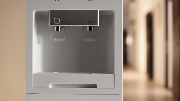 A clean white built-in refrigerator water dispenser unit ready for line inspection and refrigerator water dispenser repair.